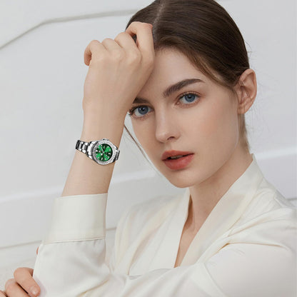 OLEVS Watches Women with Date Silver Stainless Steel Luxury Ladies Watches with Small Writs Diamond Watches for Women Waterproof Elegant Dress Quartz Analog Women's Wrist Watches Reloj de Mujer