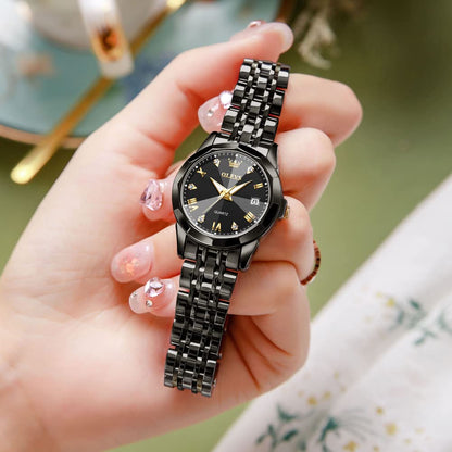 OLEVS Watches Women with Date Silver Stainless Steel Luxury Ladies Watches with Small Writs Diamond Watches for Women Waterproof Elegant Dress Quartz Analog Women's Wrist Watches Reloj de Mujer