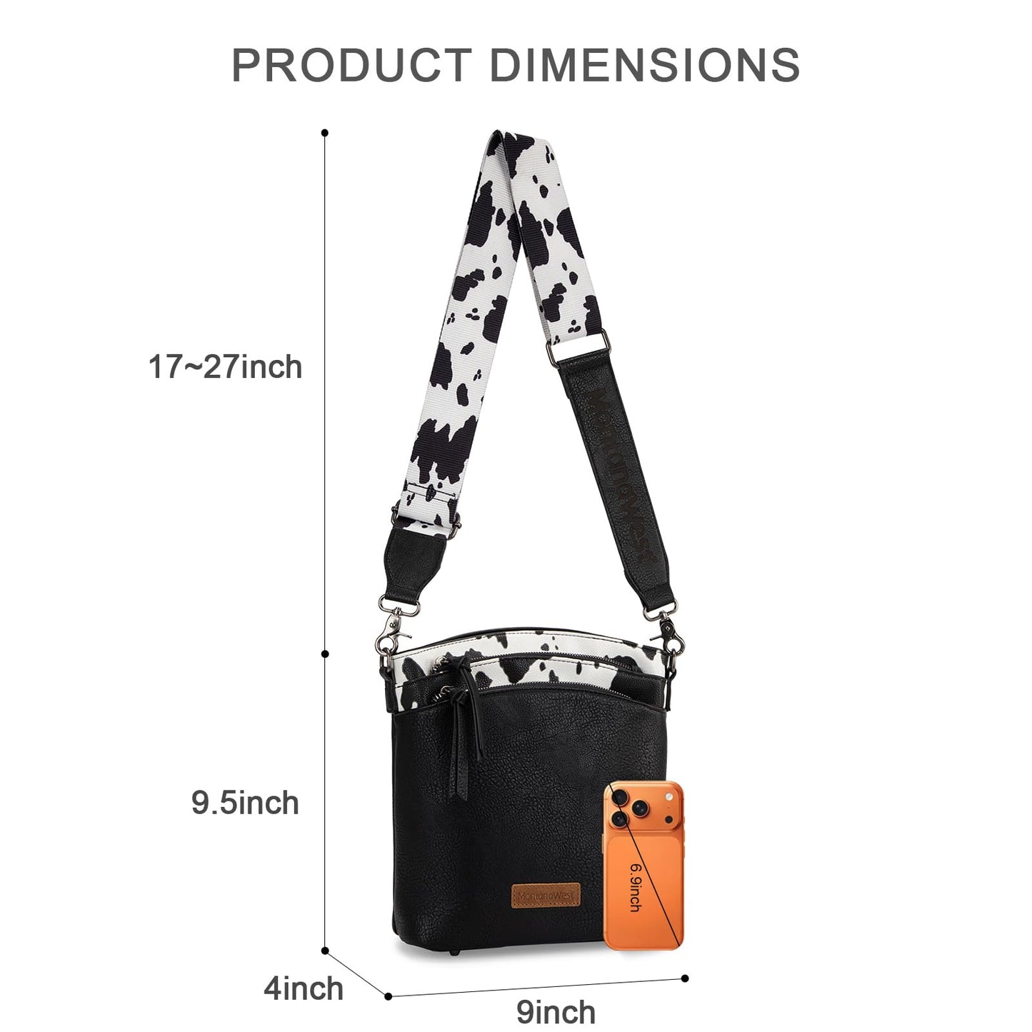 Montana West Multi Zip Pocket Crossbody Bag With Guitar Strap