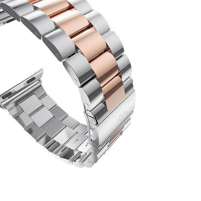 Seven Band Solid Stainless Steel for Apple Watch for Women | Compatible with Apple Watch Band 42mm/41mm/40mm/38mm, Metal Strap for Iwatch Series 11-1/SE 1-3 Women and Men, Gold Silver.