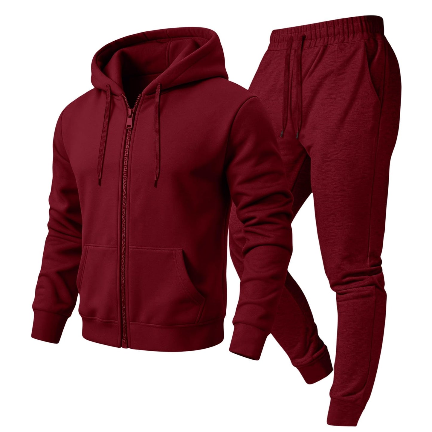 Jogger Sweatpants Matching Outfit For Men 2 Piece Sweat Suits Full Zip Up Hooded Tracksuit Soft Fleece Set