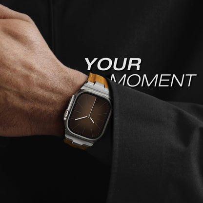 Leather bands Compatible With Apple Watch Ultra Band 49mm 46mm 45mm 44mm 42mm, Superior Genuine Leather Rugged Metal Connector Durable Strap for Men iWatch Ultra3 2 1,Series 11 10 9 8 7 6 5 4 3 SE3 SE