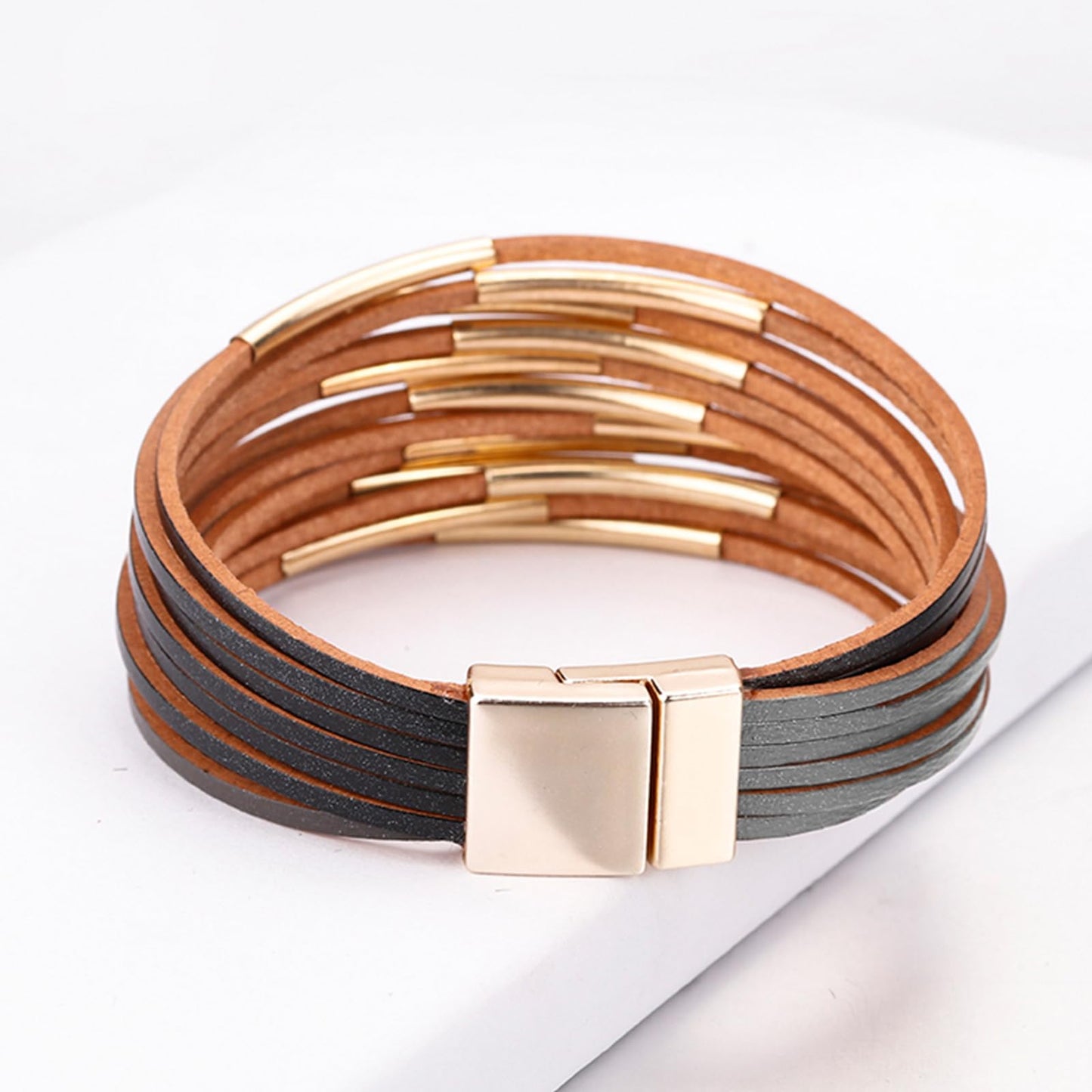 Fesciory Leather Wrap Bracelets for Women, Boho Western Layered Jewelry | Layered leather cuff bracelets, Easy on and off, Boho western style, Daily wear, Gift for women