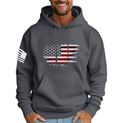 Ymosrh Mens Patriotic Hoodies USA Flag Print Hooded Sweatshirt Pullover Casual Fashion Hoodie, M-6XL