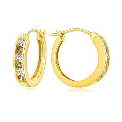14K Gold Plated/925 Sterling Silver Birthstone Hoop Earrings for Women | 18mm Created Gemstone Hoops,Hypoallergenic and Lightweight,Birthday Mother's Day Jewelry(with Gift Box)