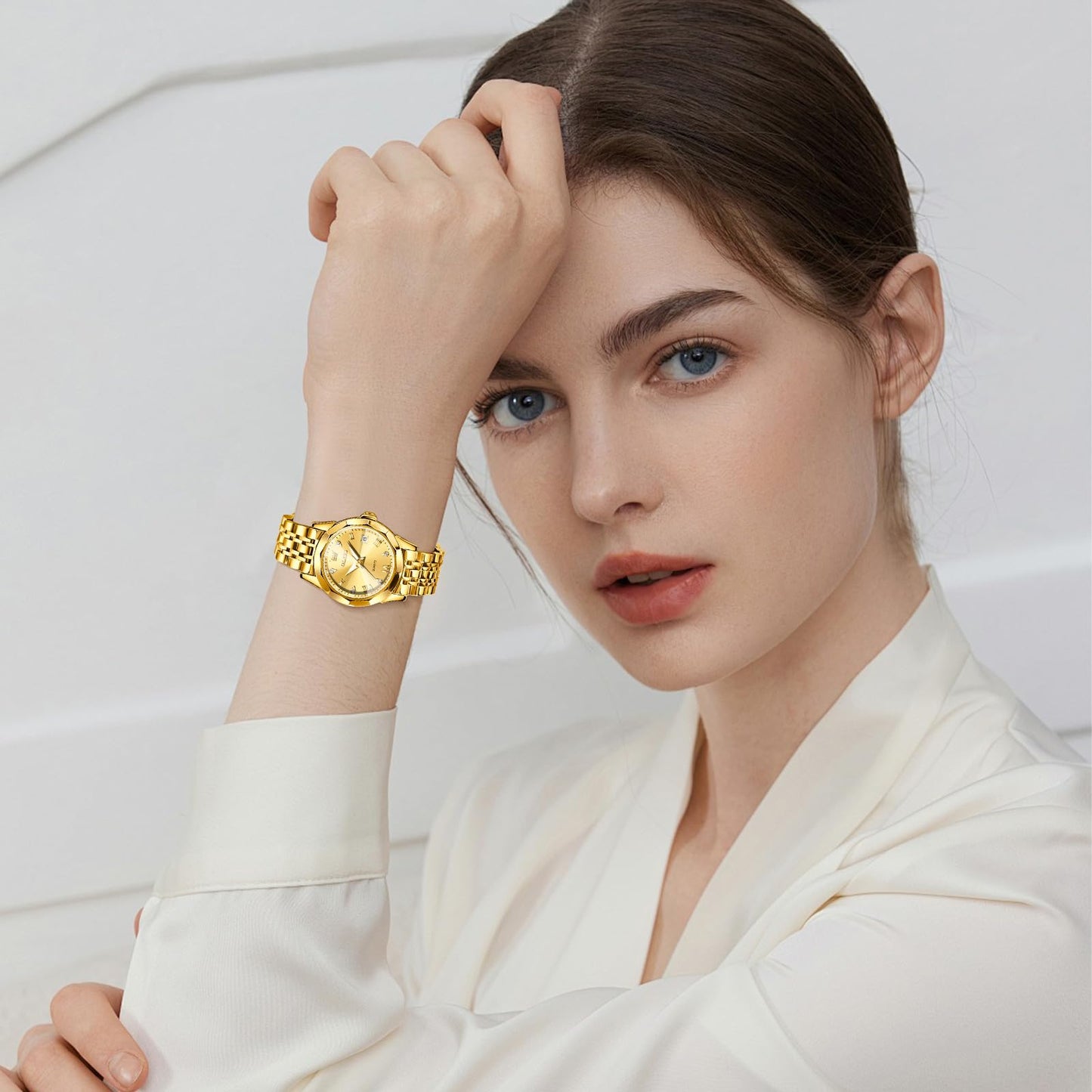 OLEVS Watches Women with Date Silver Stainless Steel Luxury Ladies Watches with Small Writs Diamond Watches for Women Waterproof Elegant Dress Quartz Analog Women's Wrist Watches Reloj de Mujer