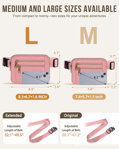 Capolo Fanny Packs for Women Fashion Waist Packs Bag with Adjustable Strap and 4 Zipper Pockets Waterproof Everywhere Crossbody Belt Bag for Workout Running Travelling(Black)