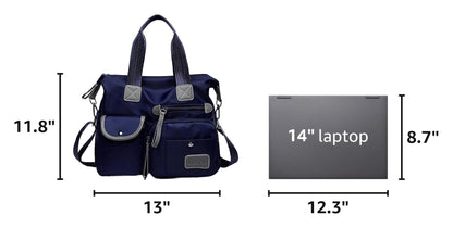 Tote Bag for Women,Multi Pockets Shoulder Handbag,Nurse Bag for Work,Large Cross body Purse,Fashion Nylon Top Handle Satchel