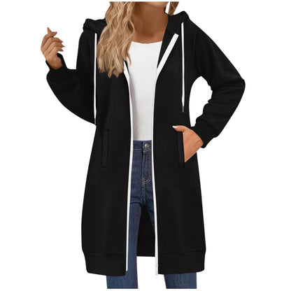 Long Hoodies for Women Zip Up Hooded Sweatshirt Jackets Lightweight Loose Comfort Fleece Fashion Fall Winter Clothes