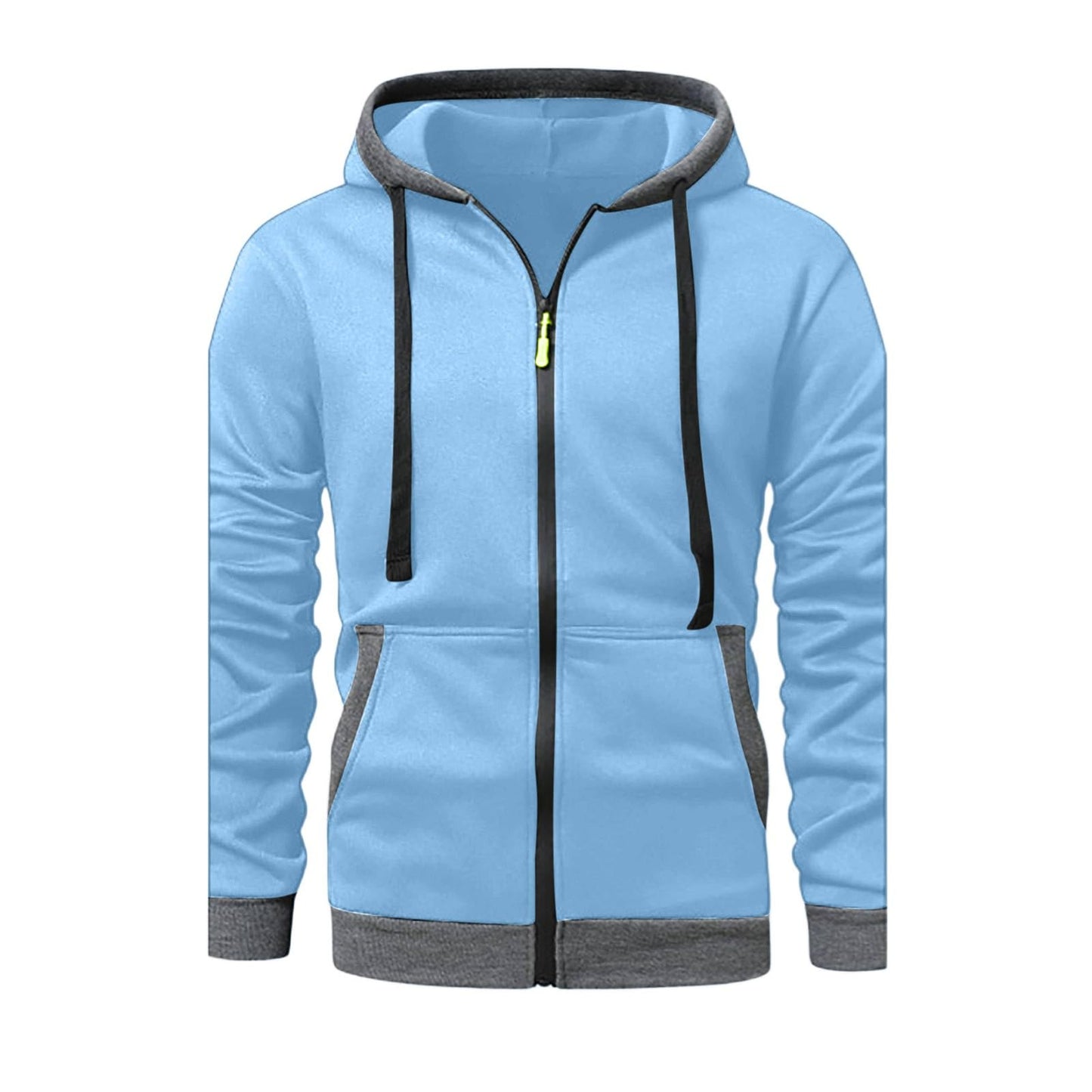 JOAU Men Casual Heavyweight Zip Long Sleeve Hooded Sweatshirt with Pockets | Fall Winter Thickened Warm Fashion Tops for Baggy Sweat Running Trendy Comfy Outdoor Travel Vacation Wear