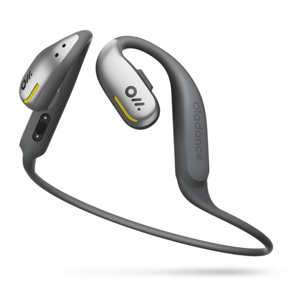 Oladance OWS Sports Open Ear Headphones, Comfortable & Stable Fit, 15H Battery Life, IPX8 Waterproof, Noise Canceling, Crystal Clear Audio, Multi-Point Bluetooth Connection, Durable Neckband (Grey)