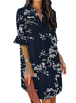 QACOHU Womens Summer Casual V Neck Shift Mini Dress | Flowy Swing Basic Loose Dresses, Ruffle Short Sleeve, Straight, Floral Boho Style, Wedding Guest Beach Vacation Outfits