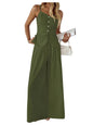 SOLY HUX Women's 2 Piece Summer Outfit Button Down Peplum Cami Top and Wide Leg Pants Set