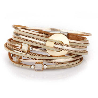 Fesciory Leather Wrap Bracelets for Women, Boho Western Layered Jewelry | Layered leather cuff bracelets, Easy on and off, Boho western style, Daily wear, Gift for women