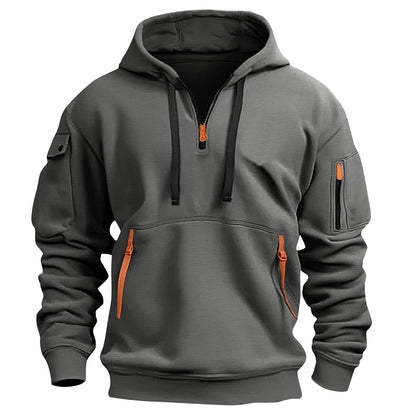RTTUIOP Hoodies for Men Quarter Zip Pullover Tactical Sweatshirt Vintage Long Sleeve Casual Fashion Hoodie With Pockets