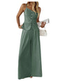 SOLY HUX Women's 2 Piece Summer Outfit Button Down Peplum Cami Top and Wide Leg Pants Set