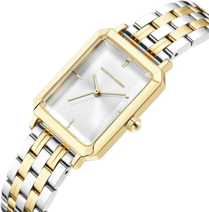 Roberto Marino RM1982 Women’s Luxury Watch Rectangular Gold – Japanese Quartz Movement, Vintage Stainless Steel Design, Silver Dial, Elegant Dress Timepiece, 3ATM Water Resistant – Reloj para Mujer
