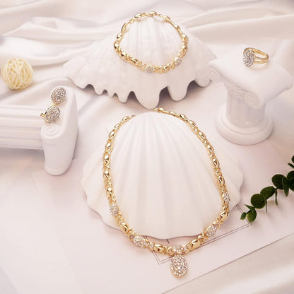 SYHOL Gold Jewelry Sets for Women 18K Gold/Silver Filled Jewelry Necklace Set Wedding Bridal Fashion Jewelry Sets Women Accessories Bracelets Earrings and Rings Sweetheart Gifts