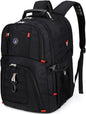 SHRRADOO Extra Large 50L Travel Laptop Backpack with combination lock,High School College Backpack Airline Approved Business Work Bag Fit 17 Inch Laptops for Men Women,Black