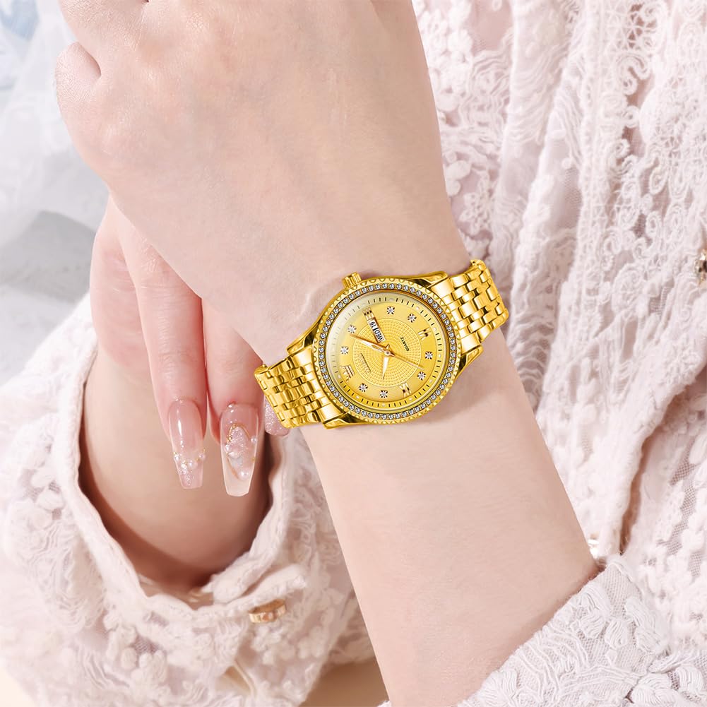 OLEVS Watches Women with Date Silver Stainless Steel Luxury Ladies Watches with Small Writs Diamond Watches for Women Waterproof Elegant Dress Quartz Analog Women's Wrist Watches Reloj de Mujer