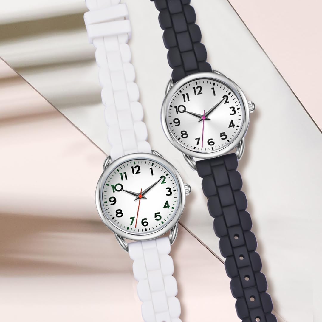 Bisley 35MM Watches for Women Big Face Easy Reader Silicone Strap Water Proof