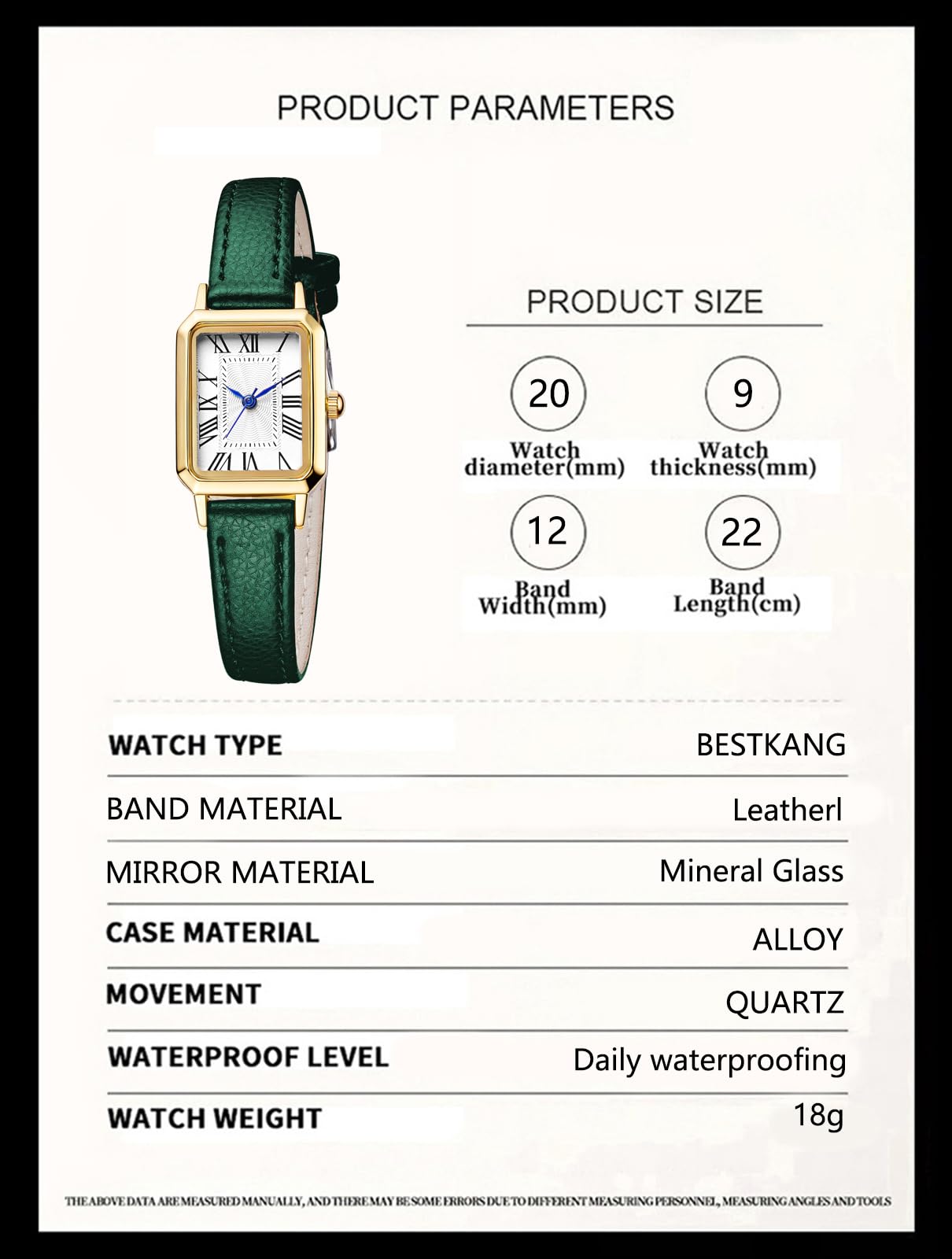 BESTKANG Leather Strap Watches for Women Elegant Dainty Ladies Watch Vintage Rectangle Women Quartz Wrist Watch