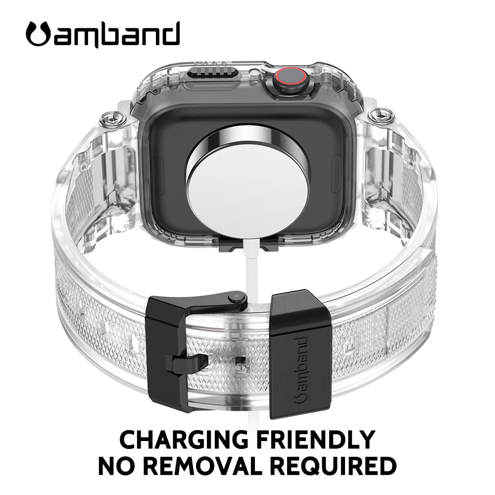 amBand Bands Compatible with Apple Watch 9/8/7 45mm, M1 Sport Series Rugged Case Protective Cover for iWatch 6/SE (3/2/1)/5/4/3 44mm Men Green