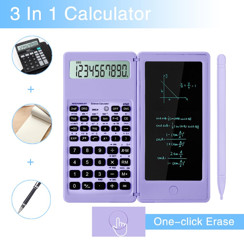IPepul Scientific Calculators for Students, 10-Digit Large Screen, Math Calculator with Notepad, Classroom Must Haves for Middle High School Supplies & College (Black)