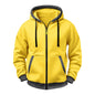 JOAU Men Casual Heavyweight Zip Long Sleeve Hooded Sweatshirt with Pockets | Fall Winter Thickened Warm Fashion Tops for Baggy Sweat Running Trendy Comfy Outdoor Travel Vacation Wear