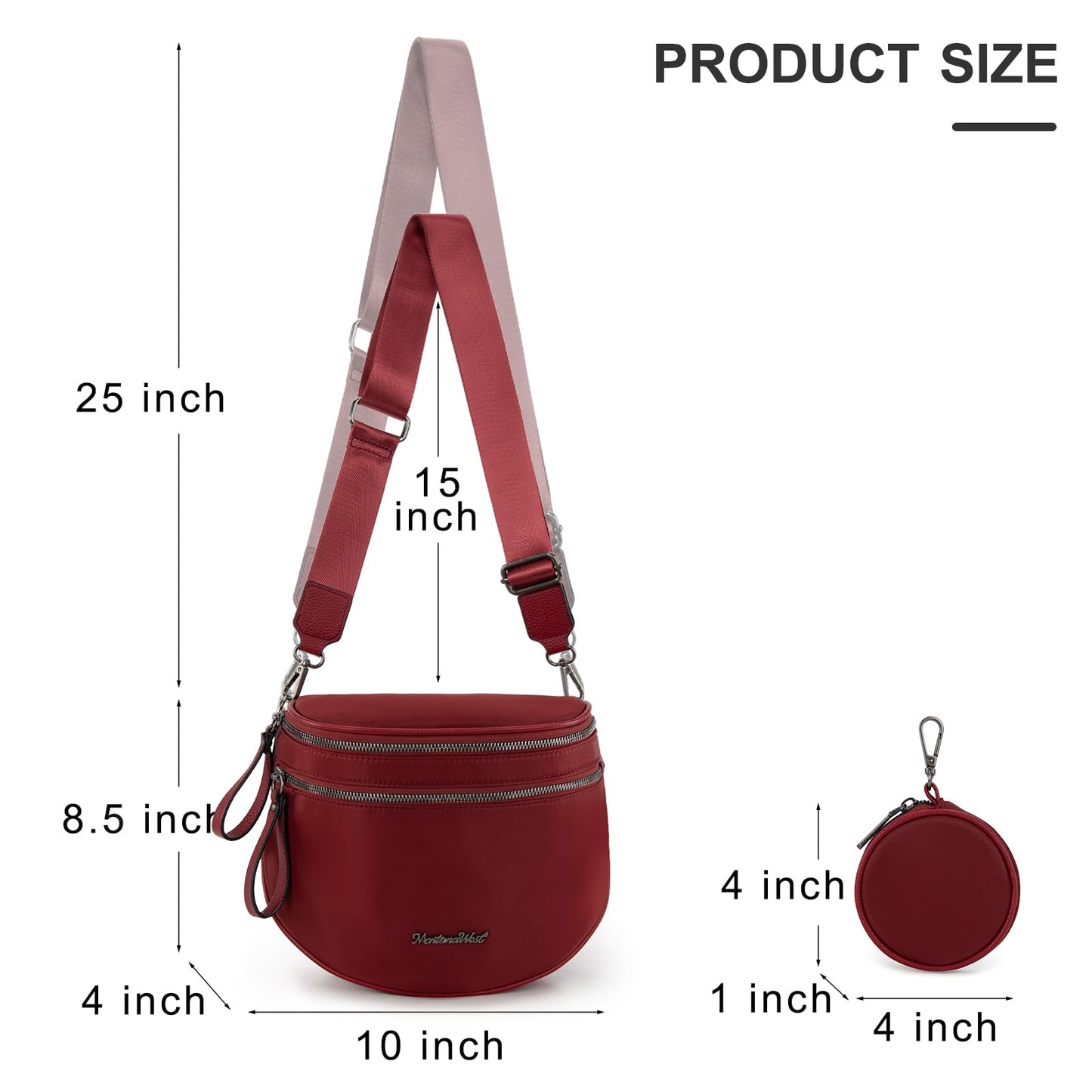 Montana West Bum Bag Nylon Crossbody Bags Mom Purse with with Coin Purse
