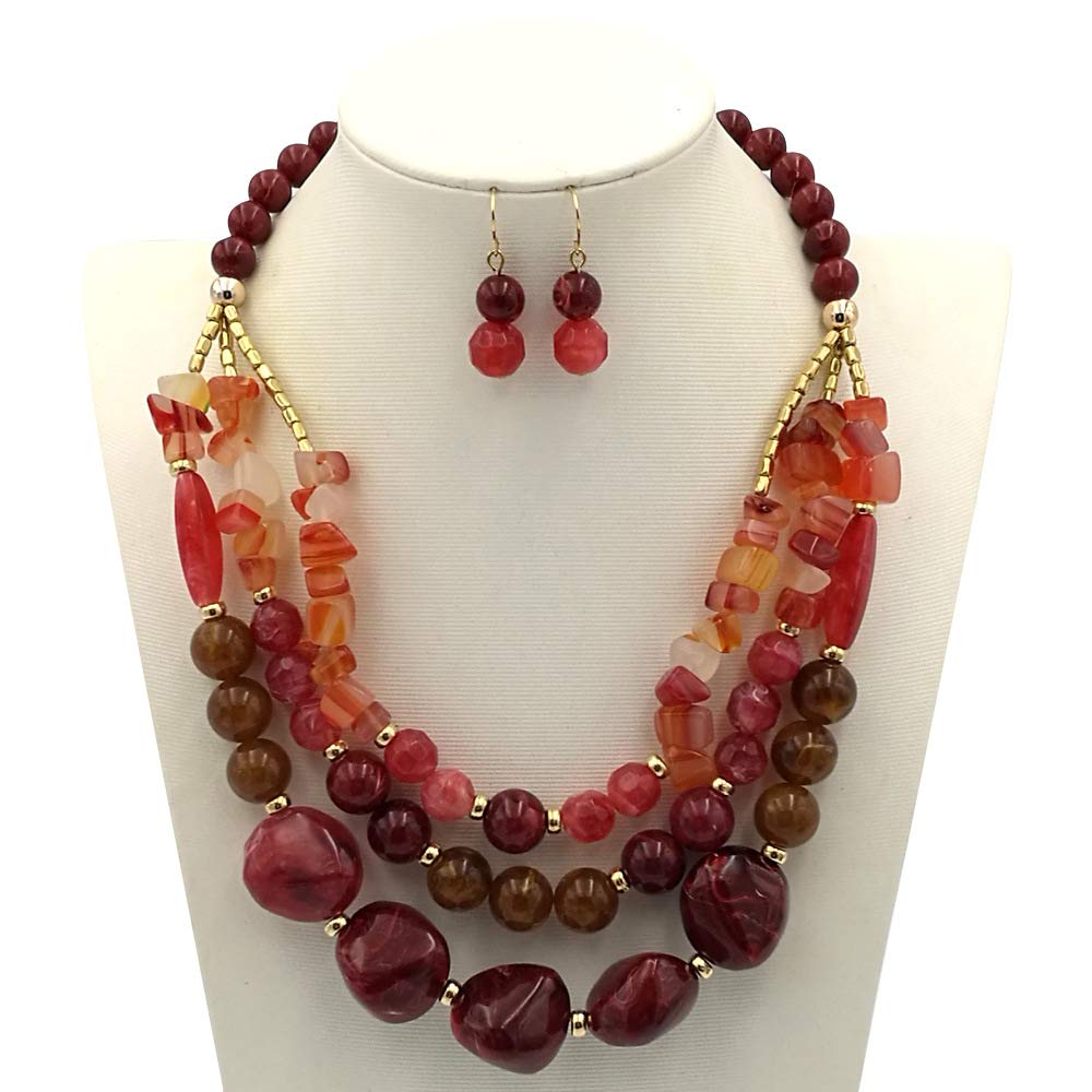 Bohemian style Multi -color Exaggerated bead Three floors necklace for Women's and girls gifts