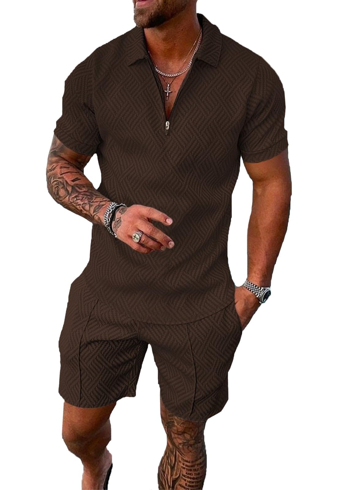 Mens Short Sets 2 Piece Outfits Polo Shirt Fashion Summer Tracksuits Casual Set Short Sleeve and Shorts Set for Men