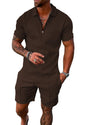 Mens Short Sets 2 Piece Outfits Polo Shirt Fashion Summer Tracksuits Casual Set Short Sleeve and Shorts Set for Men