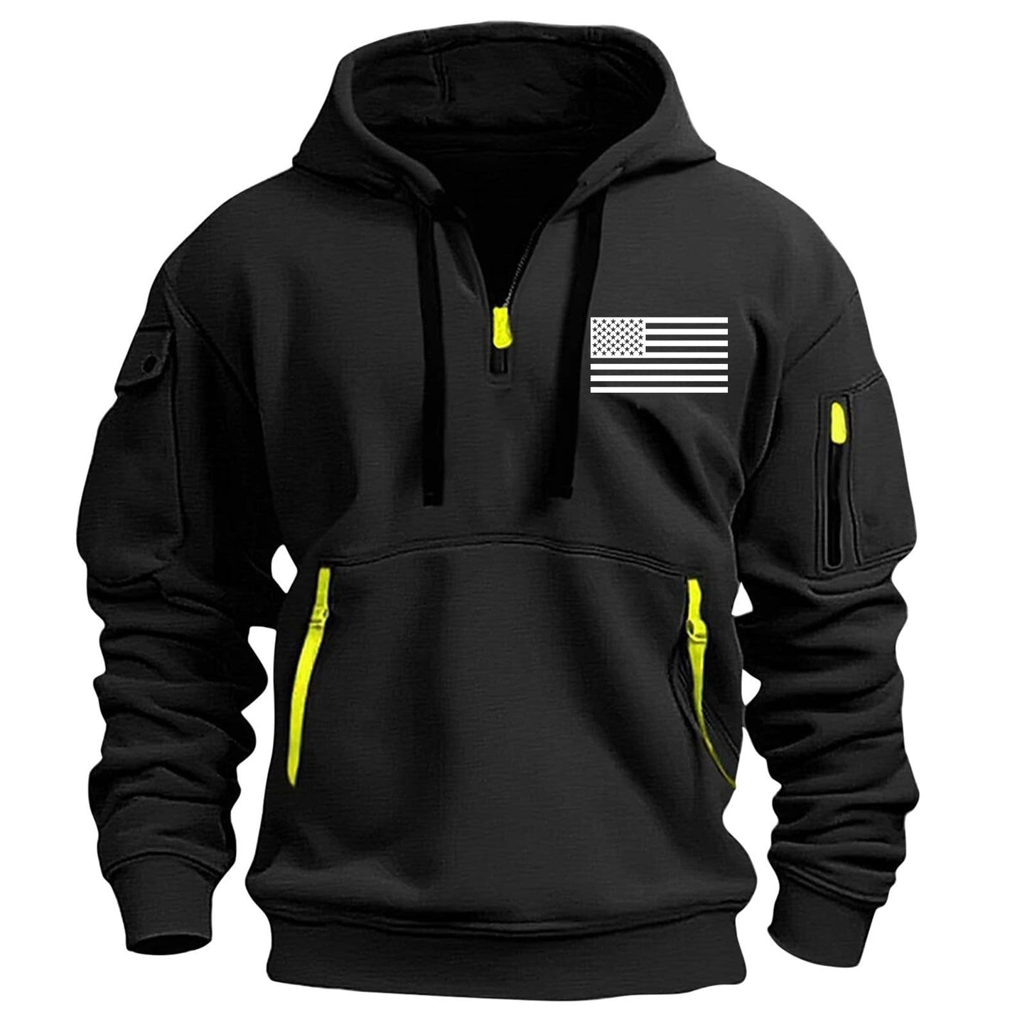 RTTUIOP Hoodies for Men Quarter Zip Pullover Tactical Sweatshirt Vintage Long Sleeve Casual Fashion Hoodie With Pockets