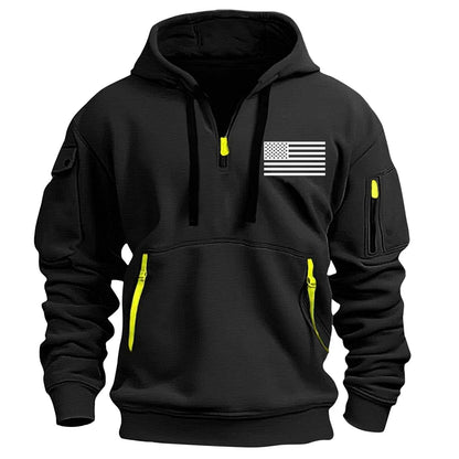 RTTUIOP Hoodies for Men Quarter Zip Pullover Tactical Sweatshirt Vintage Long Sleeve Casual Fashion Hoodie With Pockets