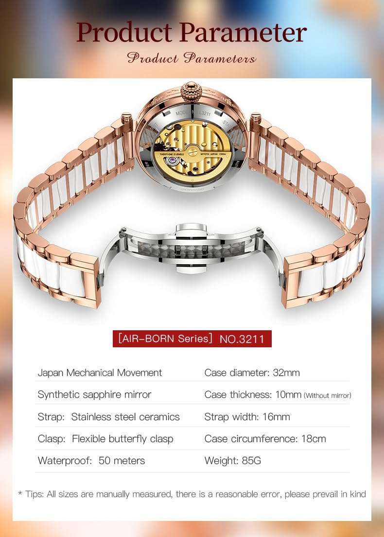 OLEVS Womens Automatic Watches Gold Classic Diamond Ladies Self Winding Mechanical Two Tone Stainless Steel Wrist Watch Date