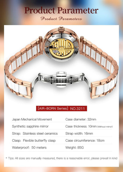 OLEVS Womens Automatic Watches Gold Classic Diamond Ladies Self Winding Mechanical Two Tone Stainless Steel Wrist Watch Date