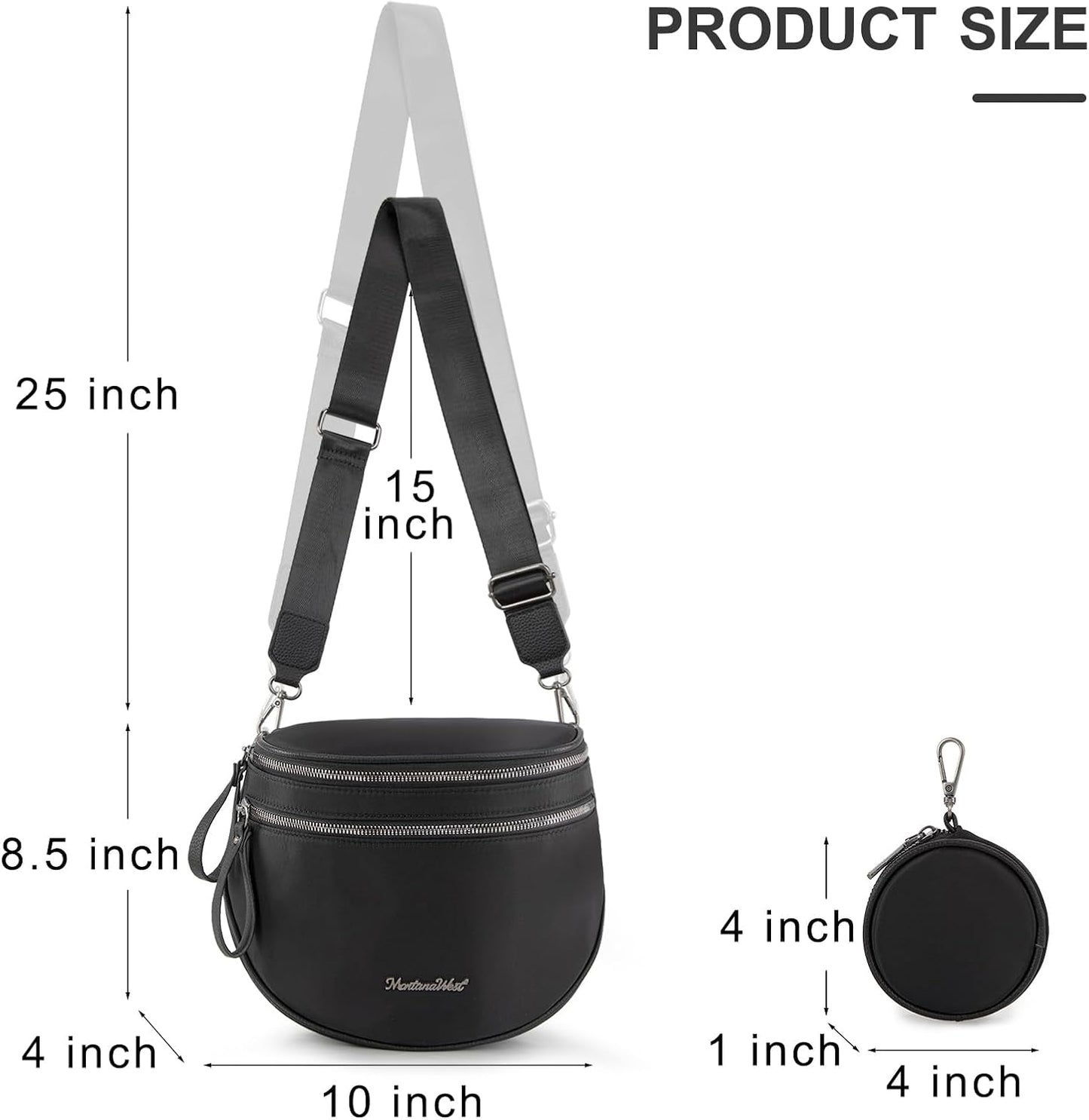 Montana West Bum Bag Nylon Crossbody Bags Mom Purse with with Coin Purse