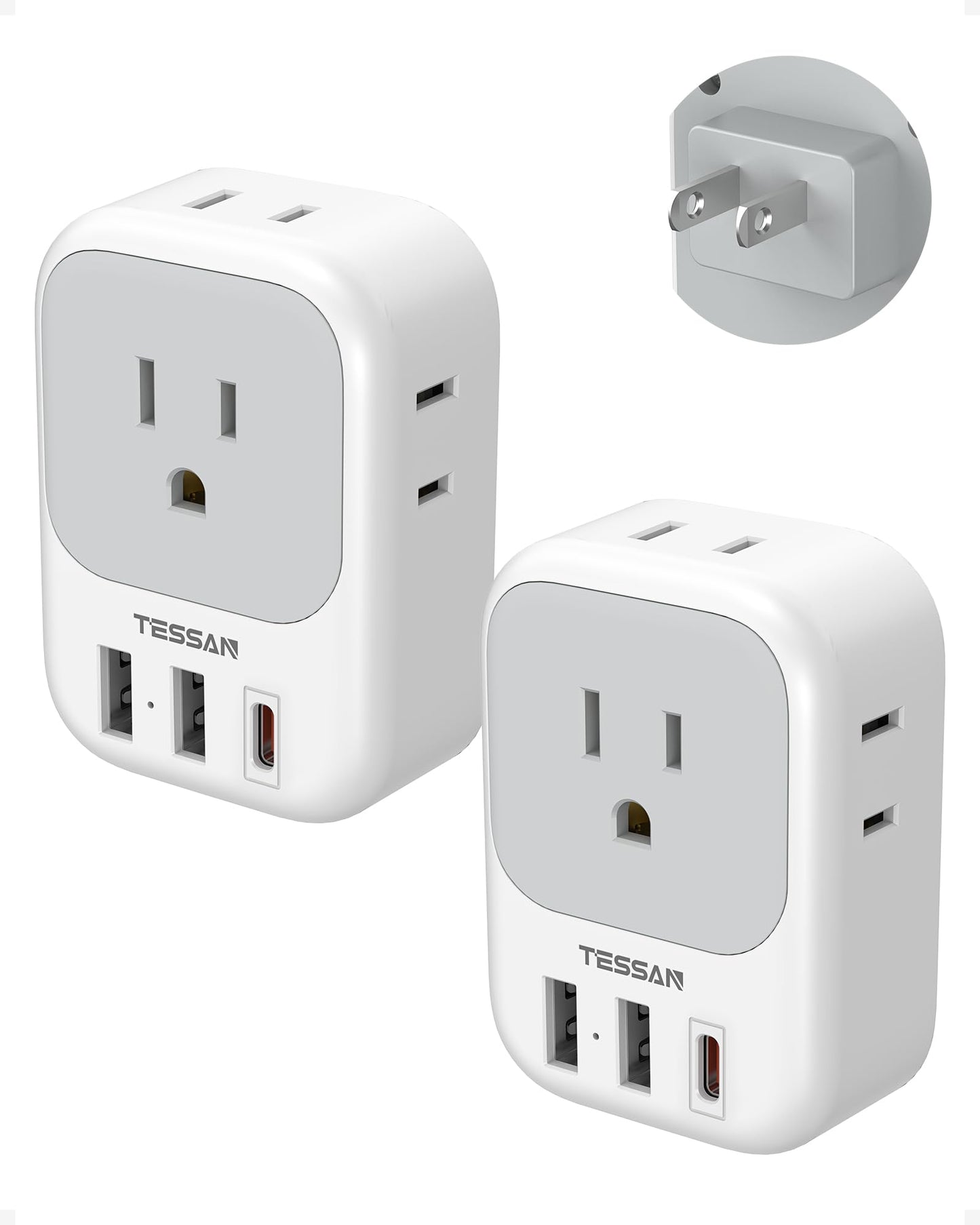 TESSAN 2 Pack European Travel Plug Adapter, Europe Power Converter