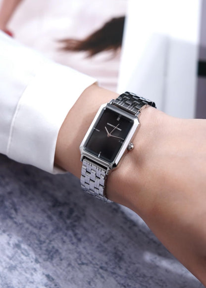 Roberto Marino RM1982 Women’s Luxury Watch Rectangular Gold – Japanese Quartz Movement, Vintage Stainless Steel Design, Silver Dial, Elegant Dress Timepiece, 3ATM Water Resistant – Reloj para Mujer