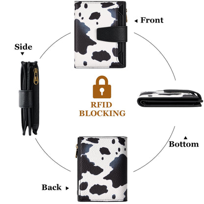 Airkit Small Wallet Women RFID Blocking Soft Leather Bifold Compact Card Holder Wallet for Women with Zipper Coin Pocket 4 ID Window
