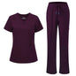 floralhue Scrubs for Women, V-Neck Straight Leg Pants with 12 Pockets | Slit Hem Cargo Pant Storage, Yoga Waistband, Water Resistance, For Nurses, Clinics, Long Shifts, Daily Medical Uniforms