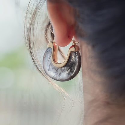 Chunky Gold Resin Hoop Earrings Leverback Statement Huggie Hoops Dangle Drop Dressy Earring Prom Festival Vacation Jewelry for Women
