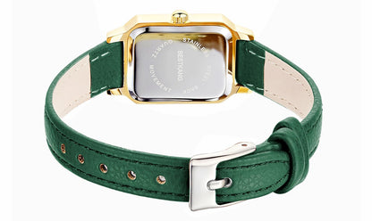 BESTKANG Leather Strap Watches for Women Elegant Dainty Ladies Watch Vintage Rectangle Women Quartz Wrist Watch
