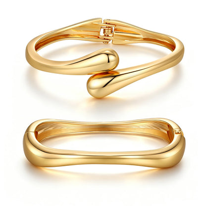 Chunky Gold Bangle Bracelets for Women Trendy 14K Gold Plated Cuff Bracelets Stack, Dainty Gold Bracelet Sets Non Tarnish Fashion Jewelry Gift
