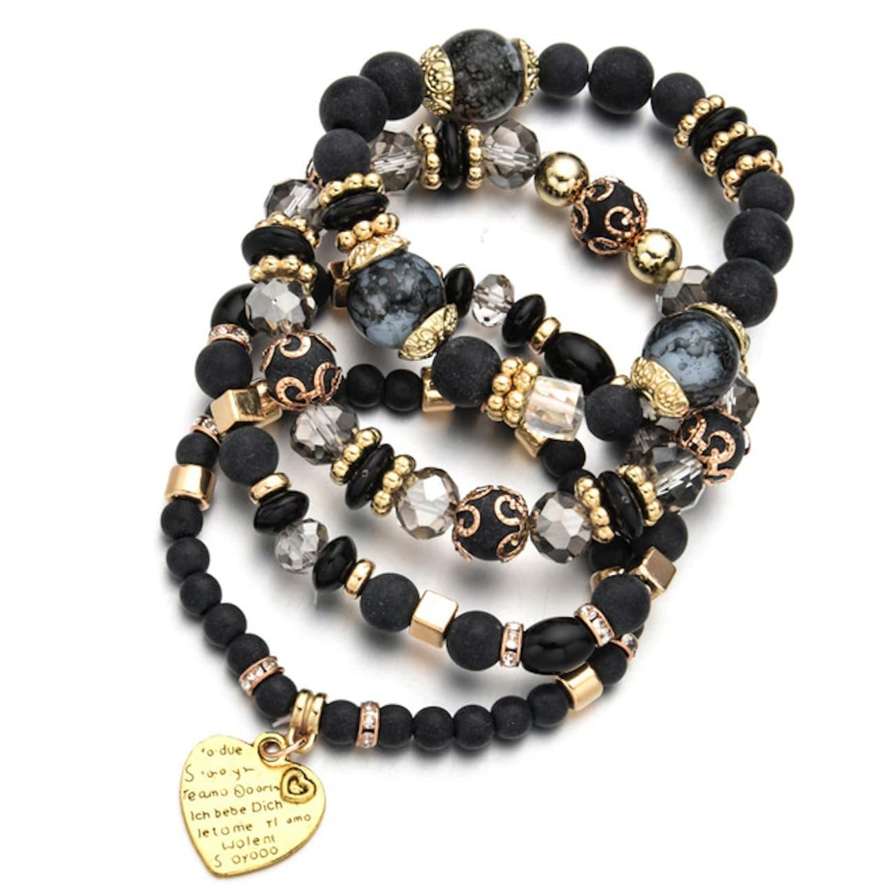 Women Beaded Bracelet Set | Colorful Boho Stackable Trendy Design with Crystal Accents Multilayer Bangle Bracelet | Fashion Stretch Braclets Jewelry for Women