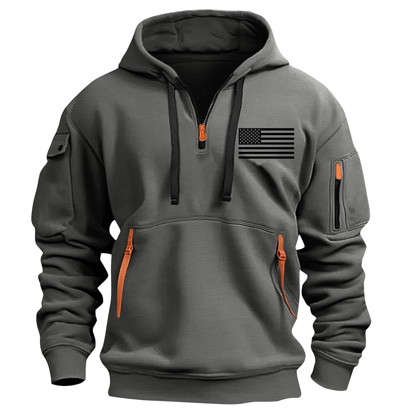 RTTUIOP Hoodies for Men Quarter Zip Pullover Tactical Sweatshirt Vintage Long Sleeve Casual Fashion Hoodie With Pockets