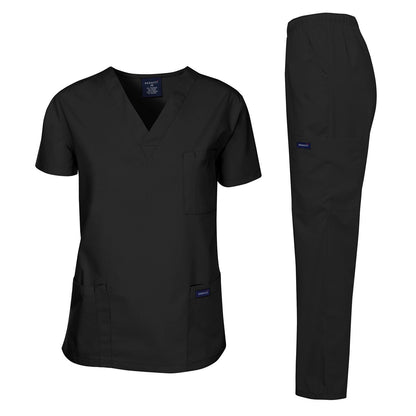 Dagacci Medical Uniform® Men's V-Neck Cargo Scrubs | Cotton Blend, Matching Top and Cargo Pants Set, 8 Pockets, Elastic Drawcord Waistband, for Men in Healthcare