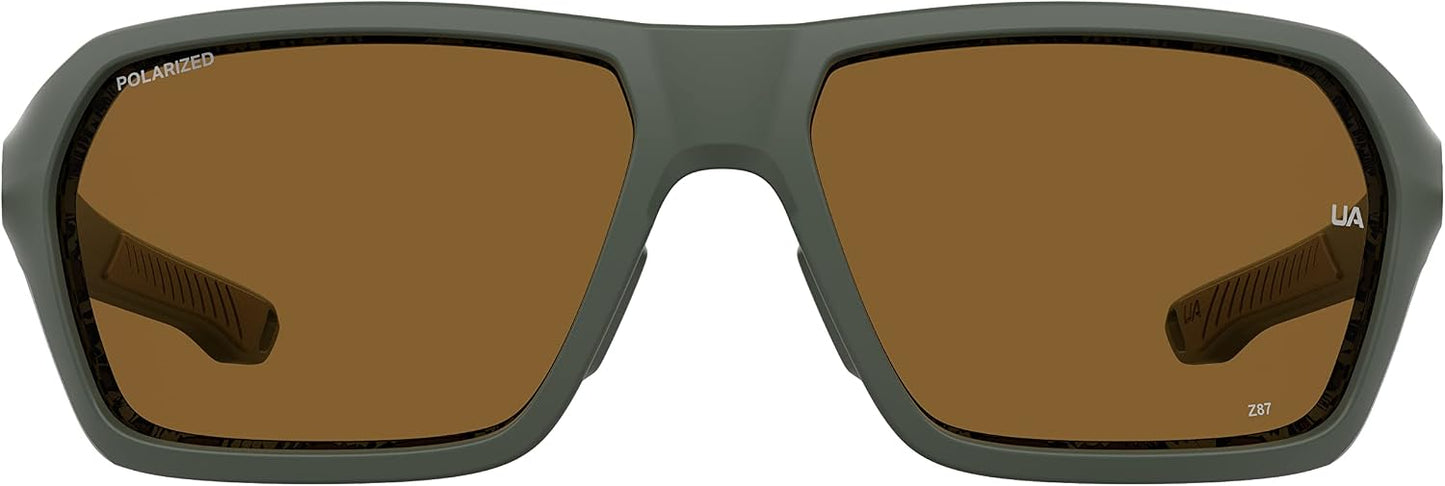 UA Recon Square Sunglasses, Baroque Green Frame w/ Polarized Brown HC Lenses (1374558)