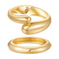 2pcs Gold Bangle Bracelets for Women, Trendy Hinged Cuff Open Wide Chunky Gold Bracelet Stack Arm Cuff Jewelry for Women